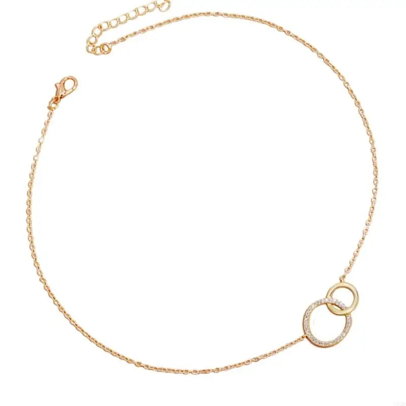 Dainty Double Circle Brass Necklace - Glamora