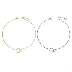 Dainty Double Circle Brass Necklace - Glamora