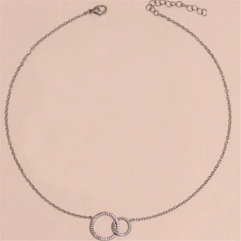 Dainty Double Circle Brass Necklace - Glamora