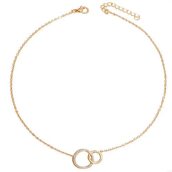 Dainty Double Circle Brass Necklace - Glamora