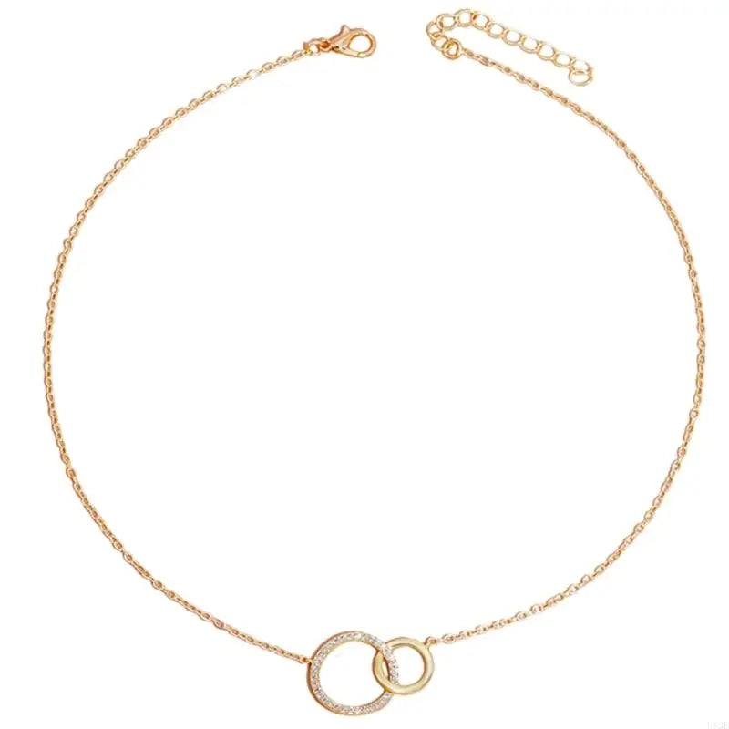 Dainty Double Circle Brass Necklace - Glamora