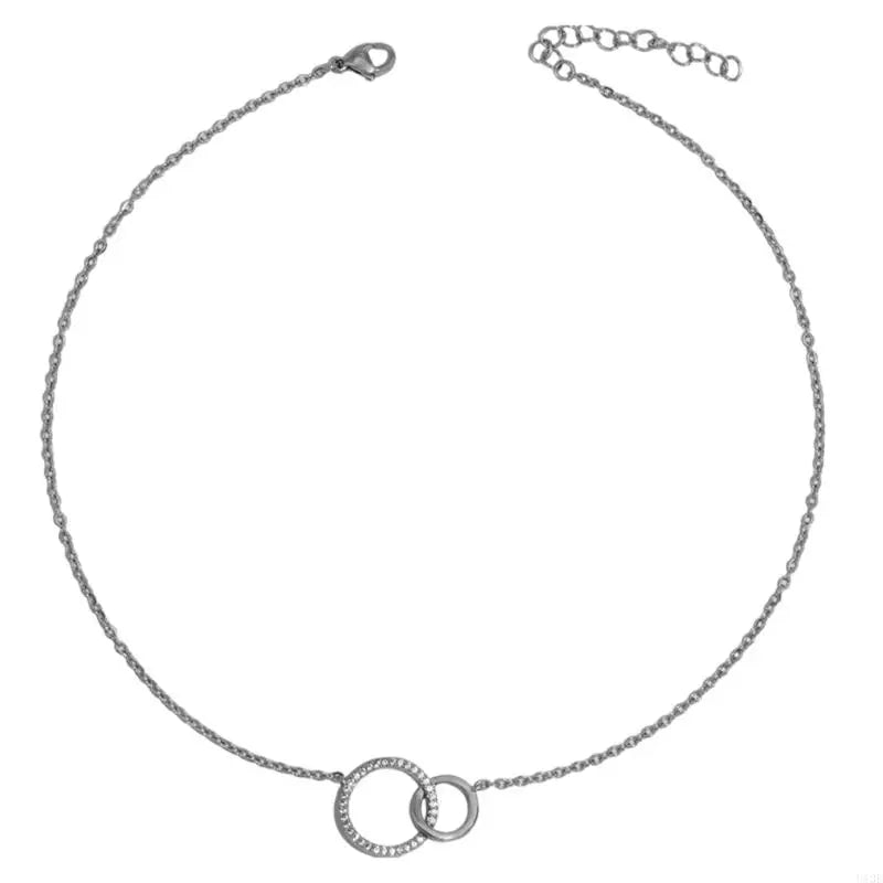 Dainty Double Circle Brass Necklace - Glamora