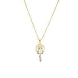 Copper Titanium Cat Oil Drop Necklace - Glamora
