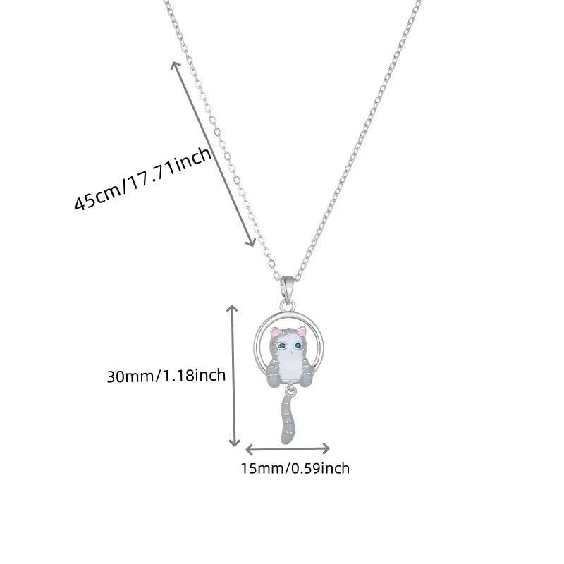 Copper Titanium Cat Oil Drop Necklace