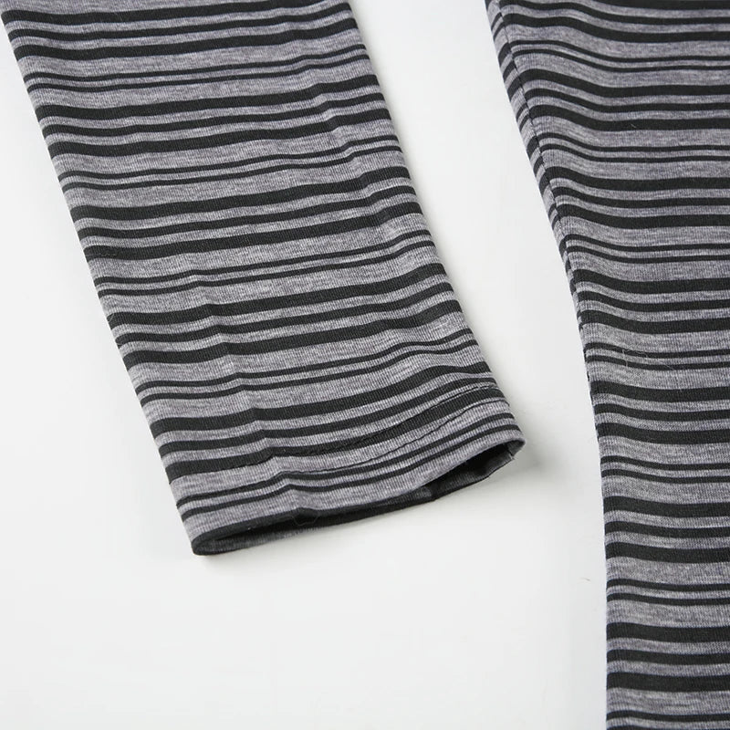 Striped Hooded Slim Fit Tops Women