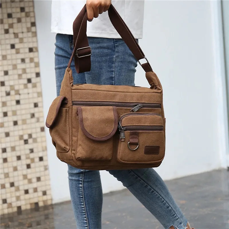 Durable Canvas Crossbody Bag Travel - Glamora