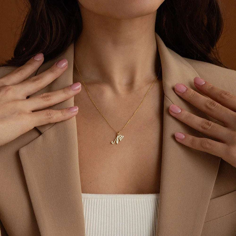 Stainless Steel Initial Pendant Necklace - Glamora