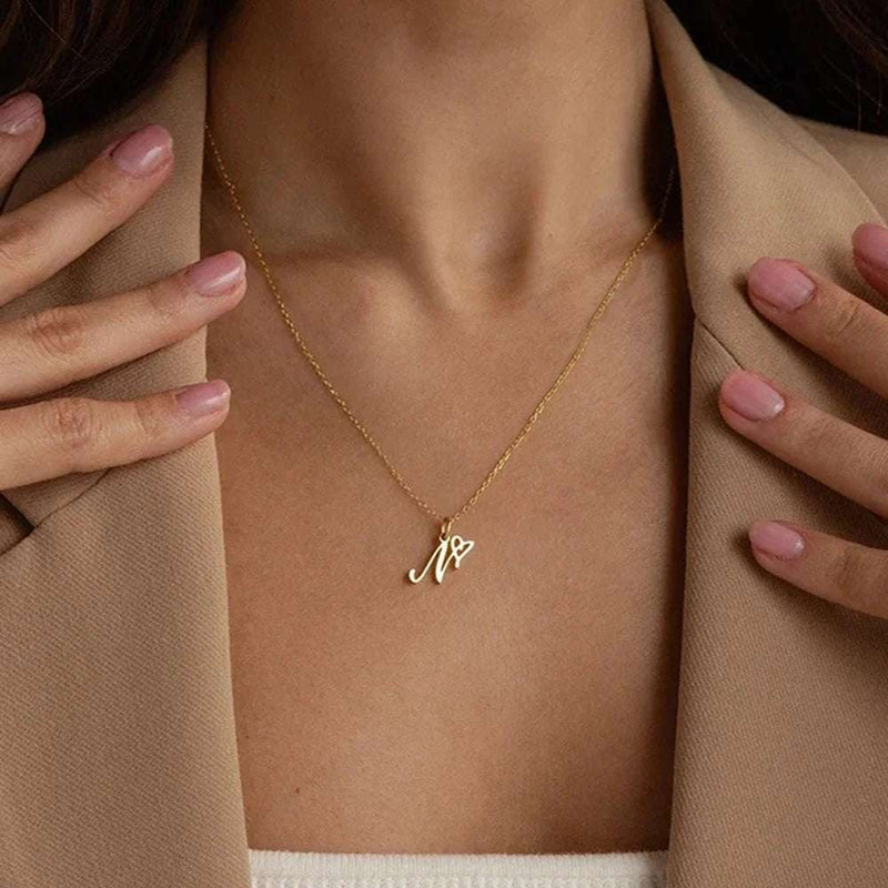 Stainless Steel Initial Pendant Necklace - Glamora