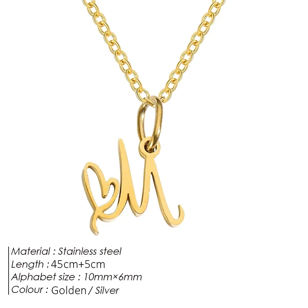 Stainless Steel Initial Pendant Necklace