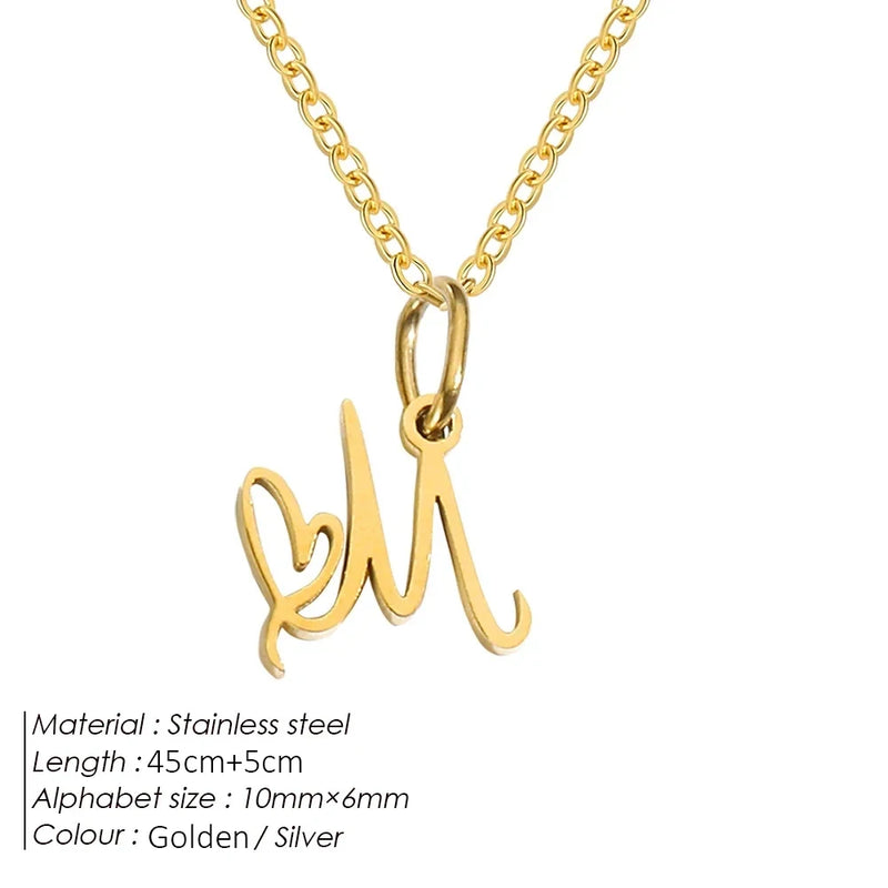 Stainless Steel Initial Pendant Necklace - Glamora