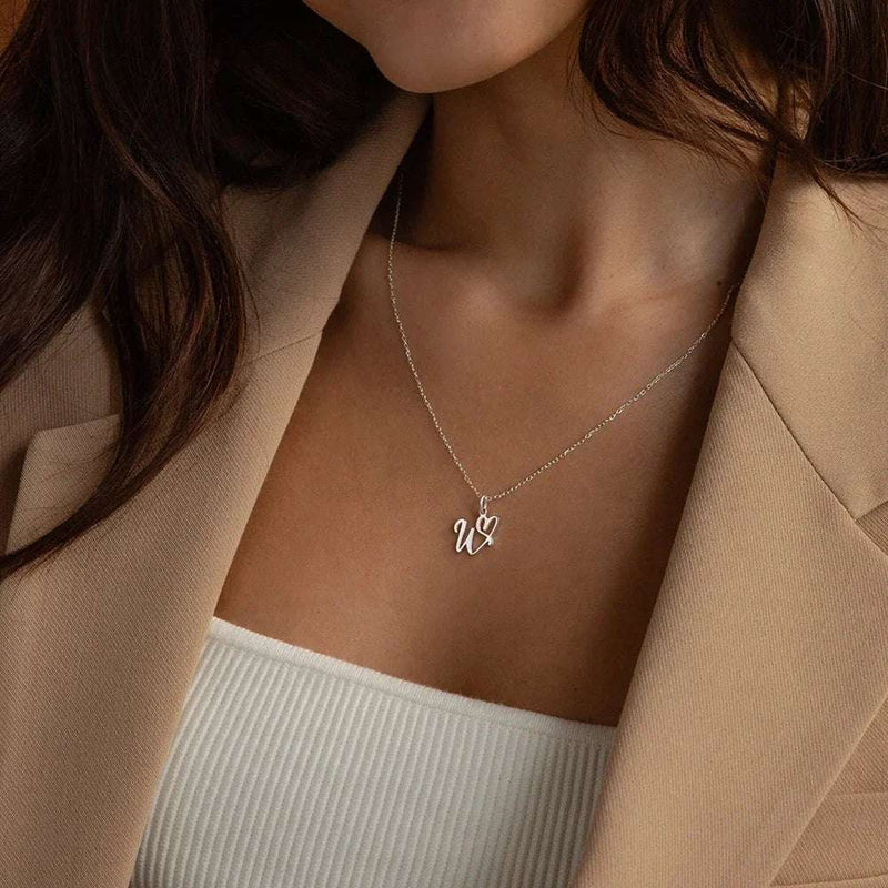 Stainless Steel Initial Pendant Necklace - Glamora