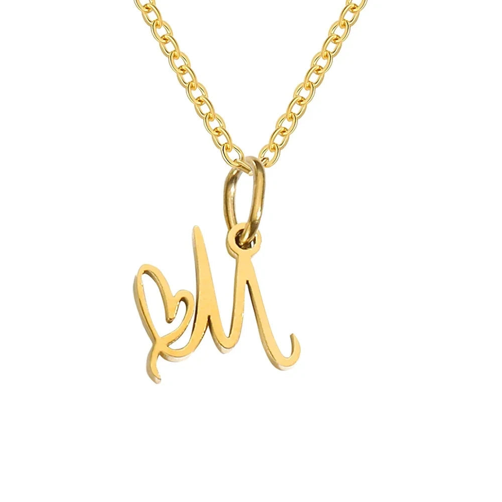 Stainless Steel Initial Pendant Necklace - Glamora