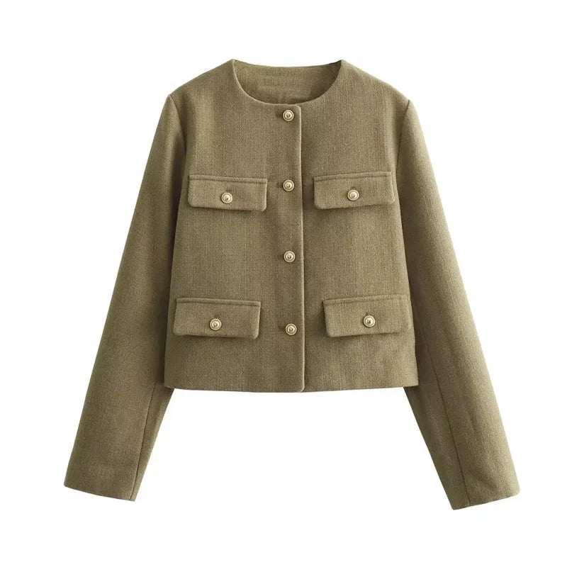Cropped Button Jacket Warm Stylish Women - Glamora