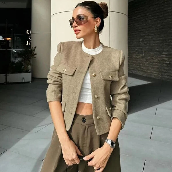 Cropped Button Jacket Warm Stylish Women - Glamora