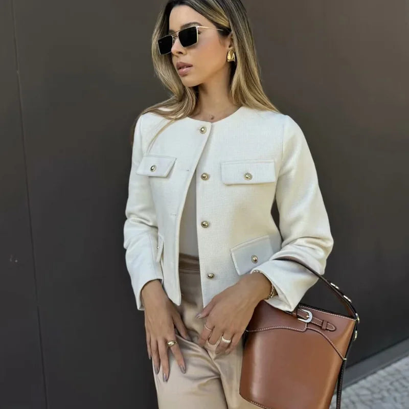 Cropped Button Jacket Warm Stylish Women - Glamora