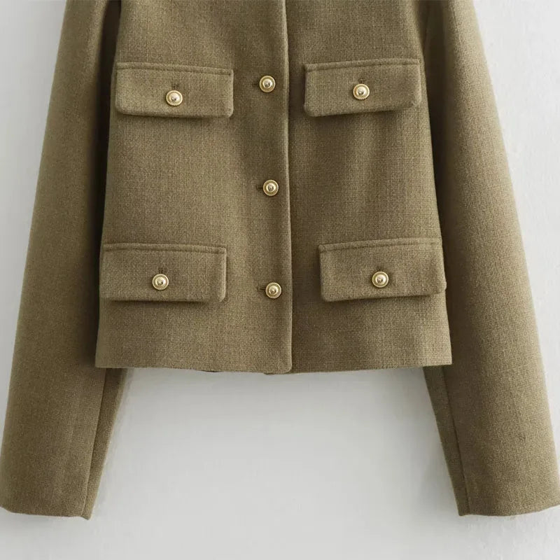 Cropped Button Jacket Warm Stylish Women - Glamora