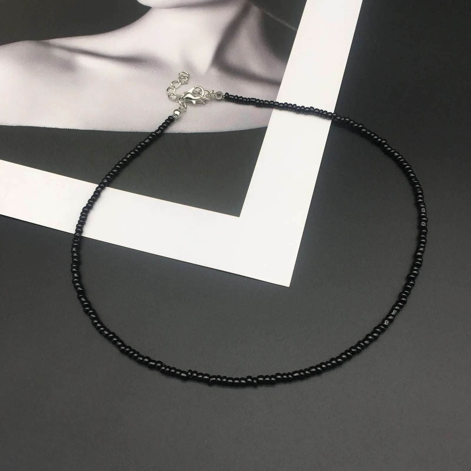 Silver Pearl Beaded Korean Fashion Necklace - Glamora