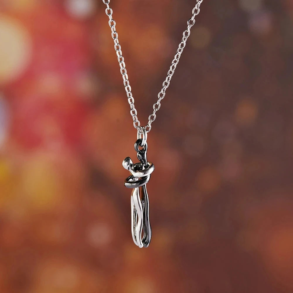 Unique Couple Embracing Hugging Pendant Necklace With Artistic Human Body Design