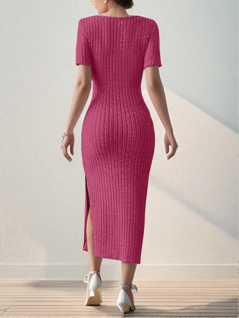 Square Neck Hip Hugging Dress Summer - Glamora