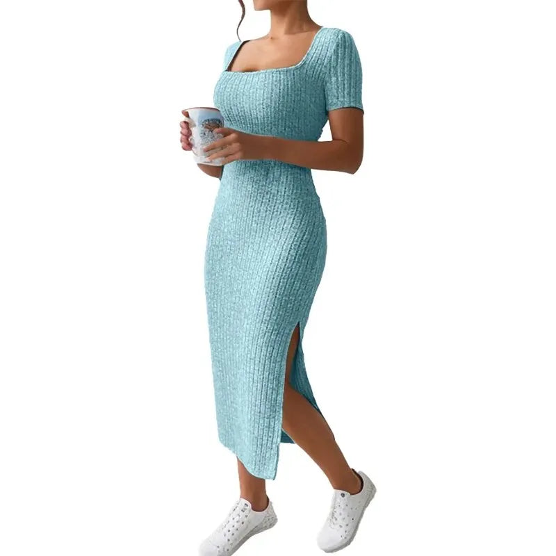 Square Neck Hip Hugging Dress Summer - Glamora