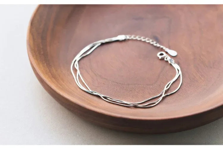 925 Sterling Silver Layered Korean Bracelet - Glamora