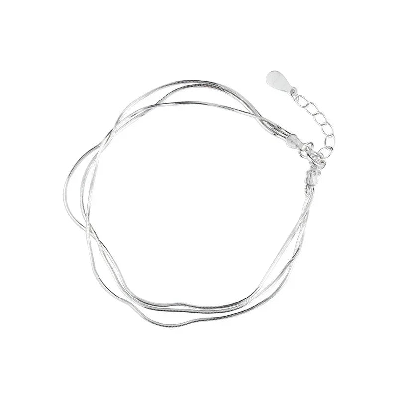 925 Sterling Silver Layered Korean Bracelet