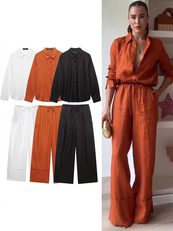 Elegant Blouse Trouser Set Comfortable Workwear - Glamora