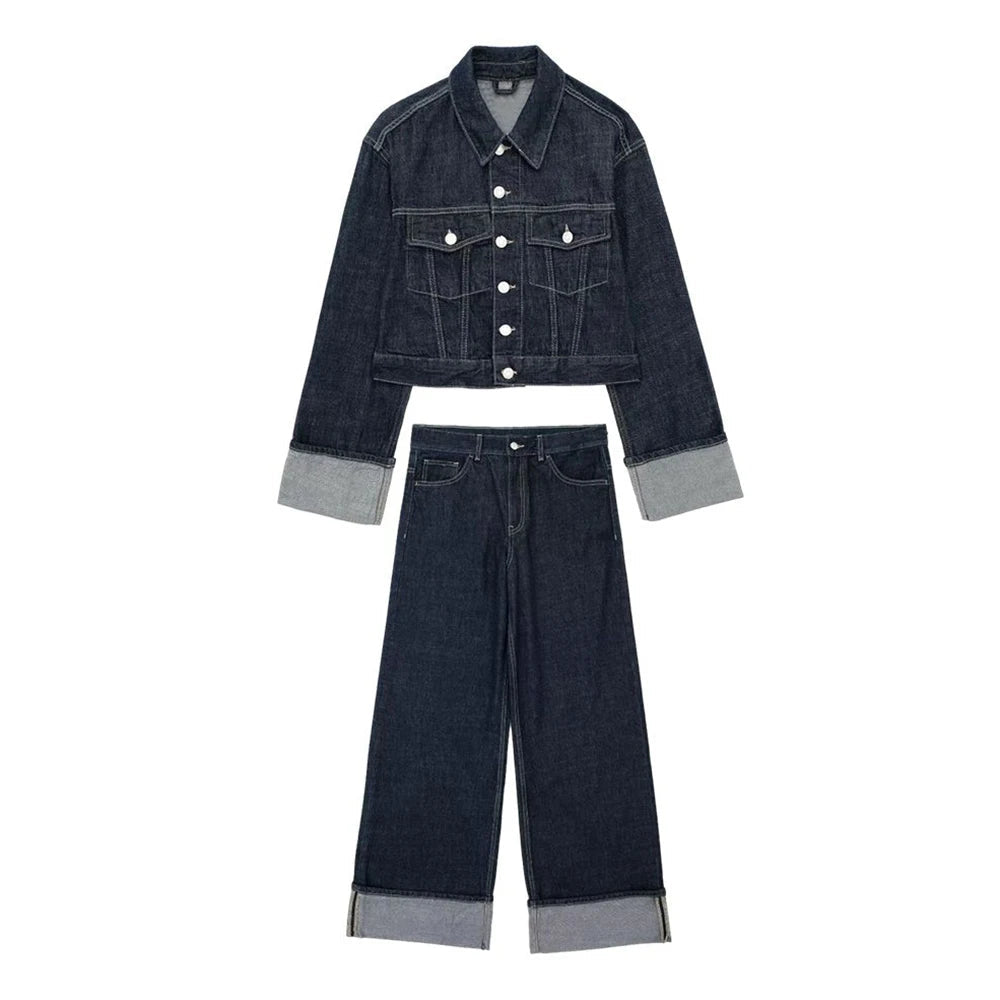 Vintage Denim Jacket And Jeans Set