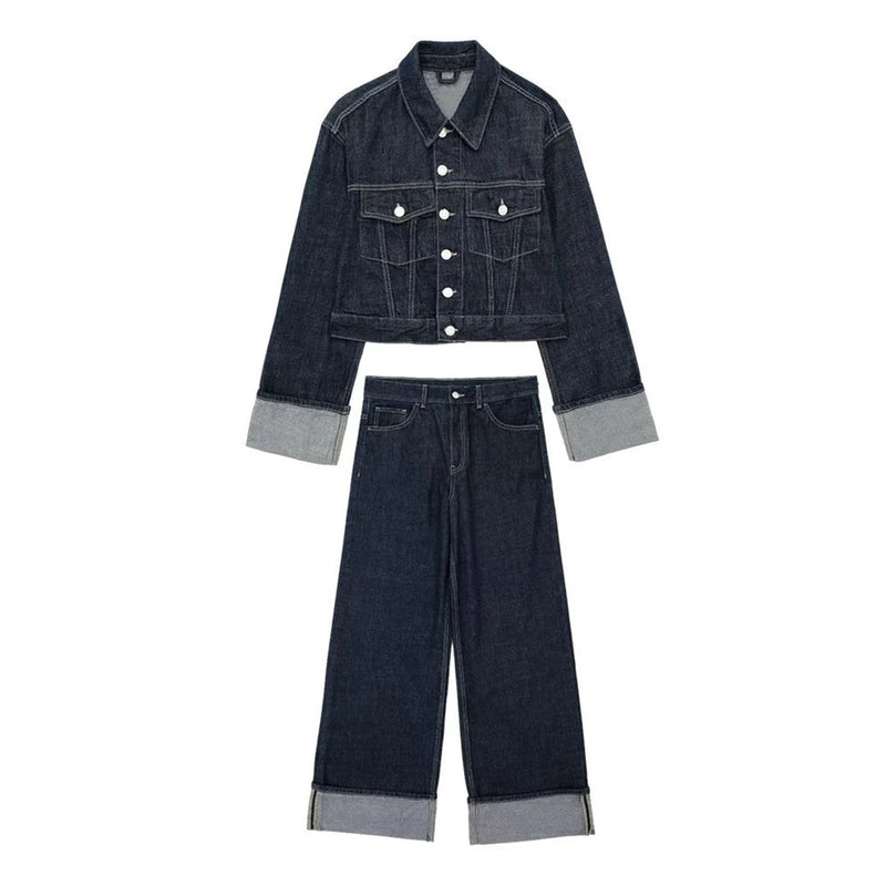 Vintage Denim Jacket And Jeans Set - Glamora