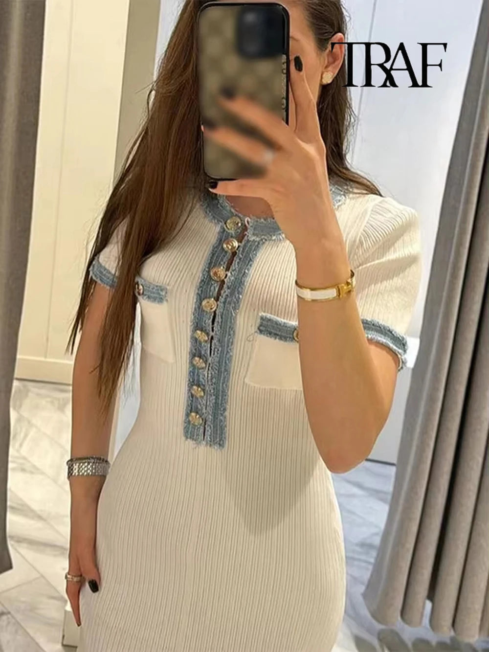 Splicing Knit Wrap Dress Elegant Occasion