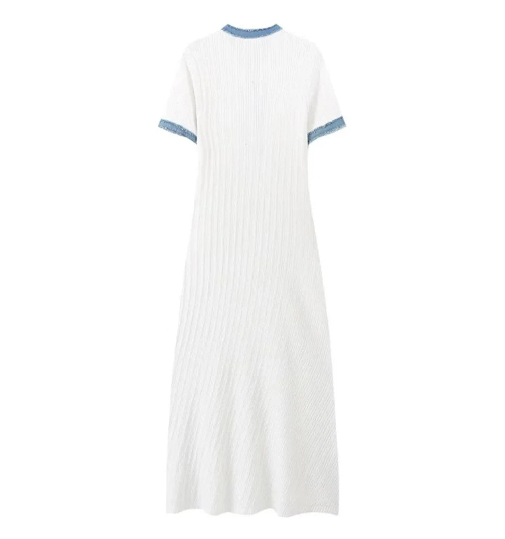 Splicing Knit Wrap Dress Elegant Occasion