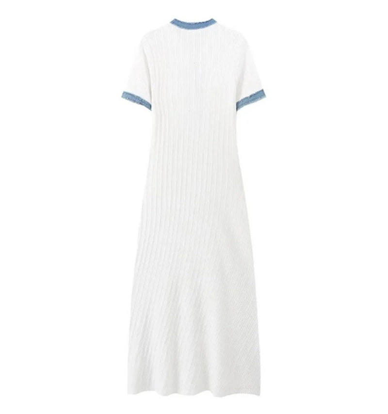 Splicing Knit Wrap Dress Elegant Occasion - Glamora