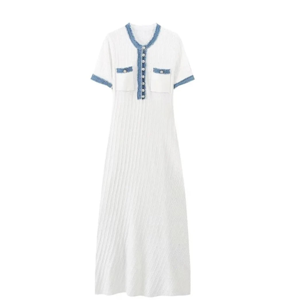 Splicing Knit Wrap Dress Elegant Occasion - Glamora