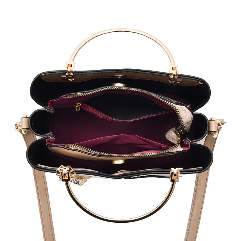 Large Capacity Patchwork Handbag Stylish Women - Glamora