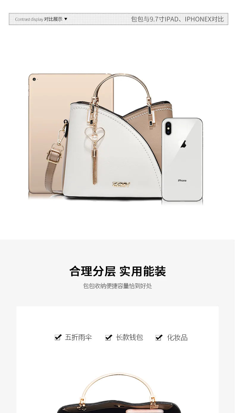 Large Capacity Patchwork Handbag Stylish Women